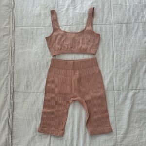 Ribbed Biker Shorts and Sports Bra